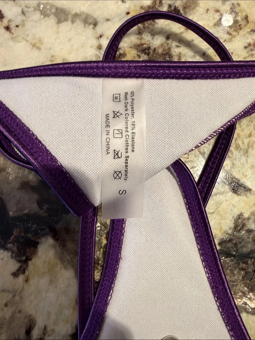 NWOT SHEIN Purple Satin Bikini Panty with Rhinestone Chain